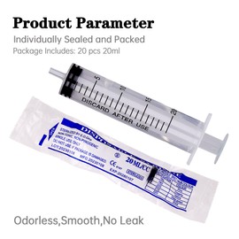 RIOFLY 20ml/cc Plastic Syringe 20pcs Syringes Tools Catheter Sealed with Measurement for Scientific Labs,Measuring Liquids,Feeding Pets,Oil or Glue Applicator