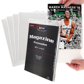 BCW Magazine Premade Non-Resealable Bags and Boards | Standard Size 8 ¾" x 11⅛" | Pre-Loaded Boards in Magazine Sleeve Protectors | Ideal for Packaging and Protecting Magazines (100, Non-Resealable)
