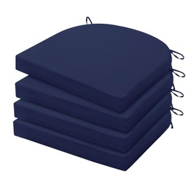 HARBOREST Outdoor Chair Cushions Set of 4, Water Resistant Patio Chair Cushions with Ties, Outdoor Seat Cushions for Patio Furniture, 17"x16"x2", Navy