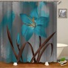 RnnJoile Blue and Brown Shower Curtain Turquoise Lily Teal Flower