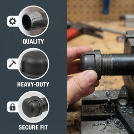 YOIASUGH 6 pack 3/4 Inch Malleable Cast iron Pipe Cap Industrial Pipe for Threaded Black Pipes and Fittings DIY Retro Furniture Threaded Pipes and Fittings