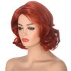 Short Copper Red Wig for Women Auburn Wavy Synthetic Hair
