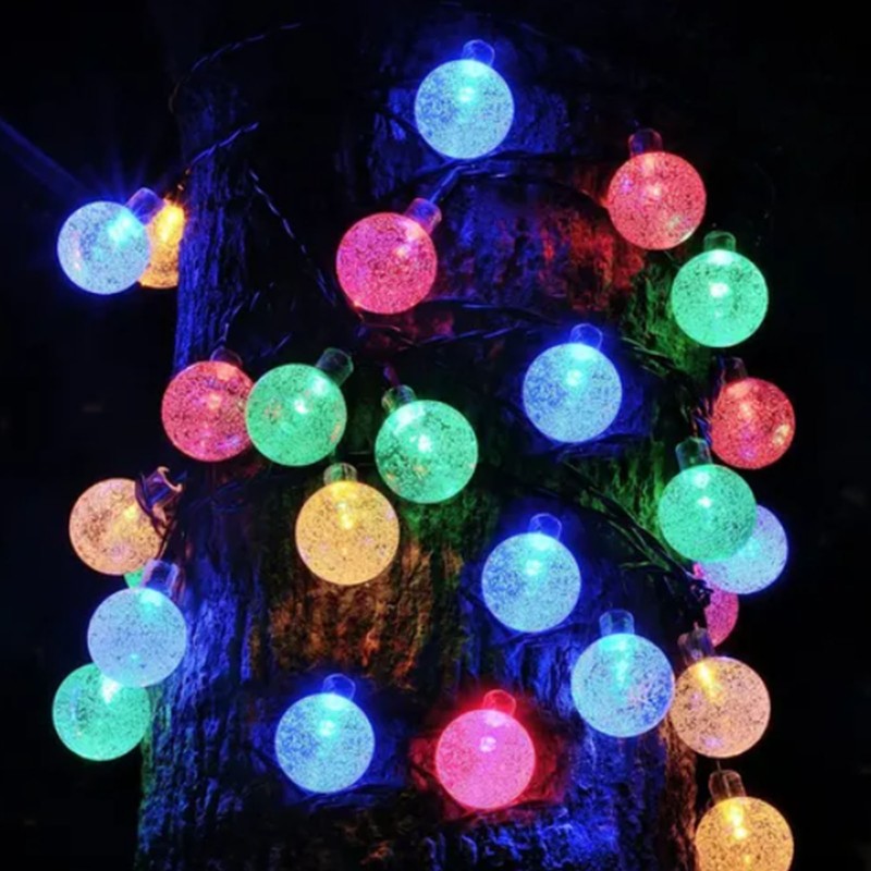 Solar String Lights Outdoor Multicolor 36ft 60 Led Crystal Globe