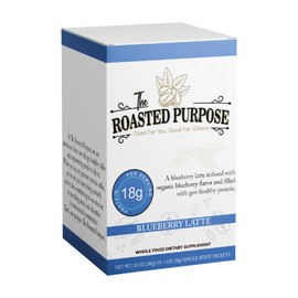 The Roasted Purpose Blueberry Latte Instant Organic Coffee with 18g of Grass-fed Collagen Protein, Dairy-Free, Sugar-Free, 10 Pack