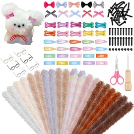 128 Pcs Pipe Cleaners Craft Supplies Thick Pipe Cleaners Kit 39 Inch Jumbo Thick Fur Pipe Cleaners Craft for Beginners DIY Pipe Cleaner Set Chenille Stems Animal Kit with Accessories for Make Animals