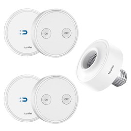 LoraTap Wireless Remote Control E26 Light Socket Adapter with 2 Remotes, 915MHz 656ft Range On Off Switch for LED Bulb and Fixture, 2 Years Warranty (2 Wall Switches + 1 LED Lamp Holder)