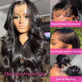 magicjoy Body Wave Human Hair Wigs for Black Women Glueless 13x6 HD Lace Front Wigs Human Hair Body Wave 180% Density Lace Frontal Wigs Human Hair Pre Plucked Body Wave Frontal Lace Wig 28 Inch