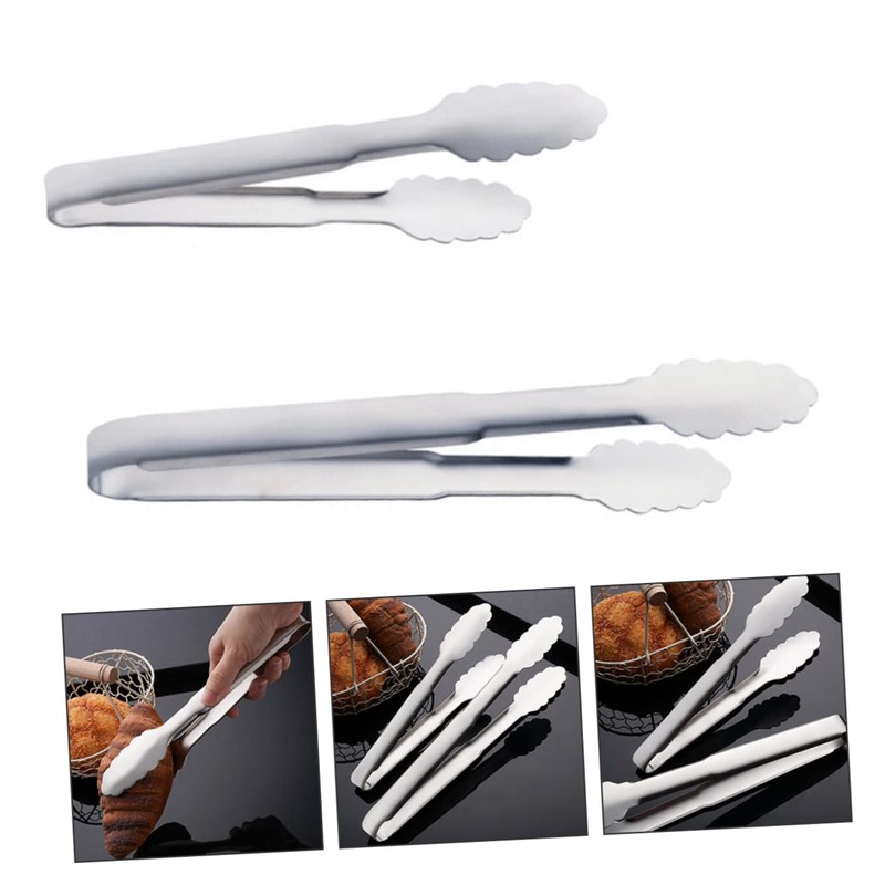 Ipetboom 2pcs Stainless Steel Food Clamp Practical Non Slip Kitchen