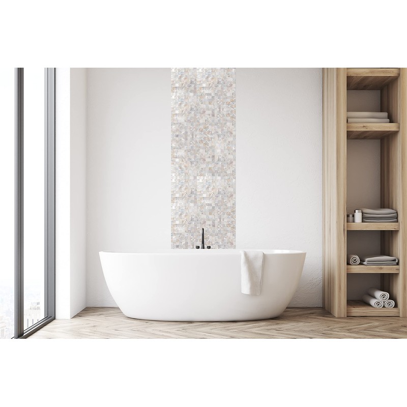 KASARO Peel and Stick Backsplash Shell Tiles, Mother of Pearl