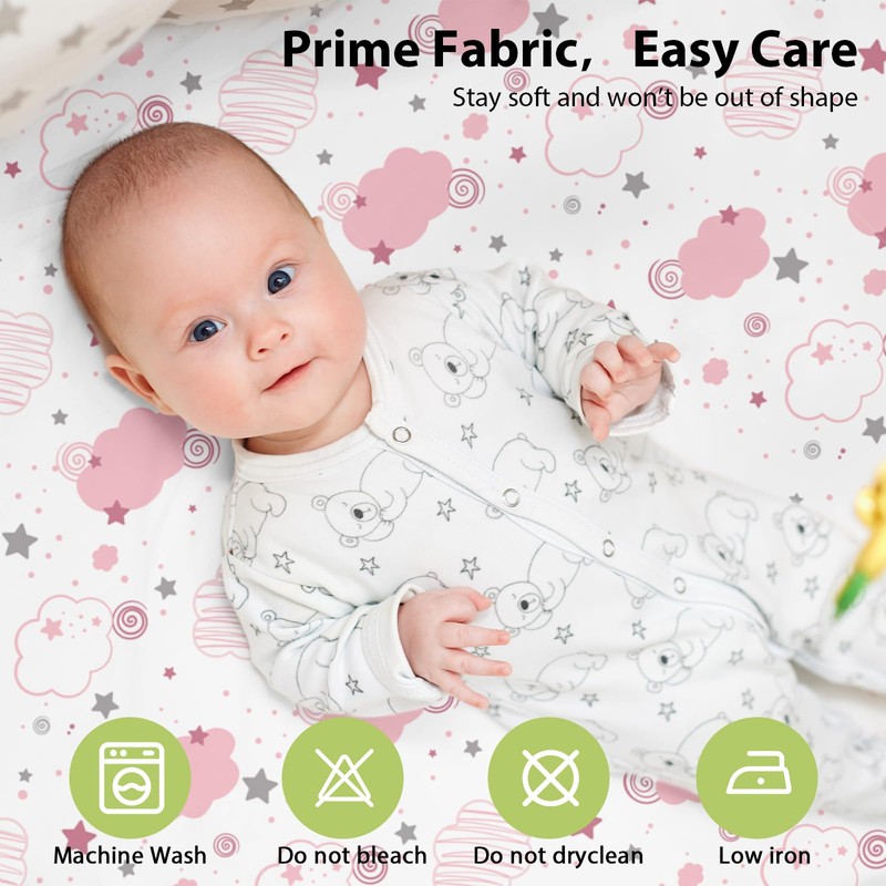 FIEMOL Next to Me Crib Sheets 85x51cm Fitted, 3 Pack