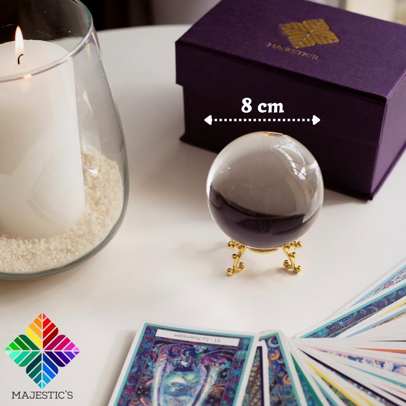 8cm Crystal Ball with Metal Stand + Box - Perfect