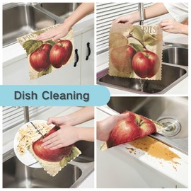 YETTASBIN Apples Microfiber Kitchen Washcloths, Soft Absorbent Plush Dishtowels Reusable Washable Table Cleaning Cloths Non-Stick Oil Quick Dry Kitchen Towels, 11 x 11 Inch x 6 Pack