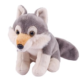 Wild Republic Pocketkins Eco Wolf, Stuffed Animal, 5 Inches, Plush Toy, Made from Recycled Materials, Eco Friendly