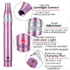 Dermapen Inalámbrico 4cartuchos Recargable Cara Barba Cuerpo