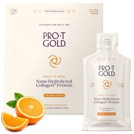ProT Gold- “Disparo de Proteína de Colágeno Líquido, 17g de Proteína Transparente NanoHidrolizado de Colágeno Alimentado con Pasto, 2g de Arginina fo