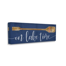 Stupell Industries On Lake Time Phrase Boat Oar over Blue Canvas Wall Art Design by Daphne Polselli