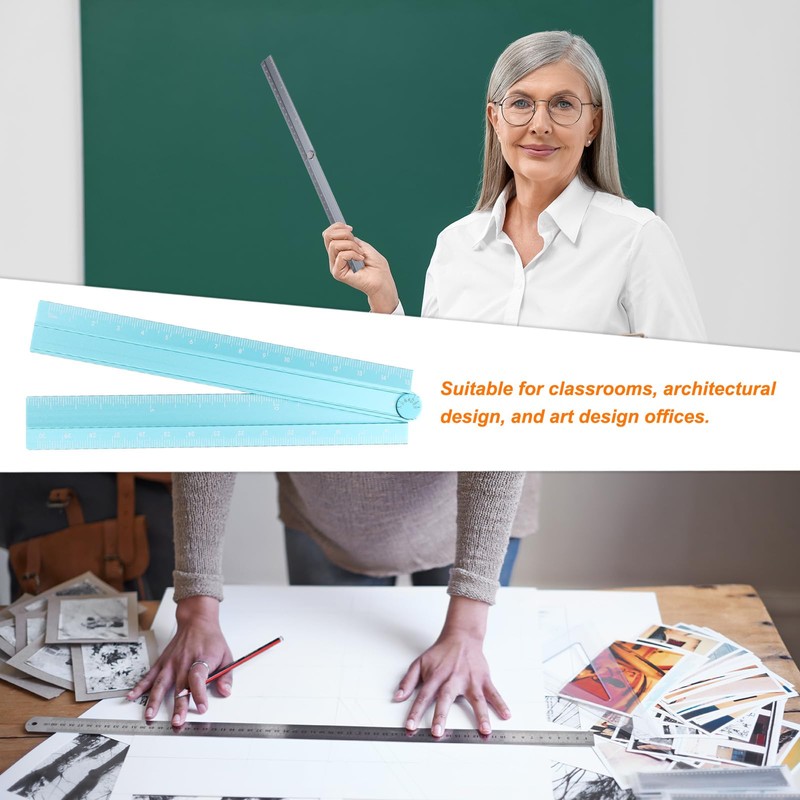 sourcing map 2pcs Folding Straight Ruler 30cm Metric Aluminum Alloy