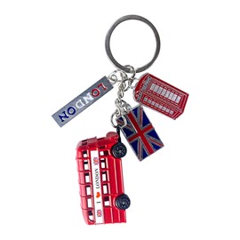 LILAJ Set of 6 London Souvenir Chain Keychains, British Icons - Telephone Booth, Double-Decker Bus, Big Ben, 3D Replicas, Ideal for Keys & Bags, Cute Keyring Ornament, Home Decor Gift