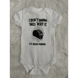 BabiEssential Baby 6 Months White Onzie I dont wanna taco ‘bout It
