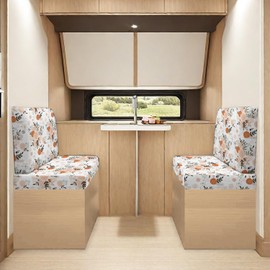 FUANGUI RV Dinette Cushion Covers Stretch Camper Cushion Cover Booth Seats Replacement RV Cushion Covers Washable Sofa Furniture Protector (C28, 1 Bench Cover & 1 Backrest Cover)