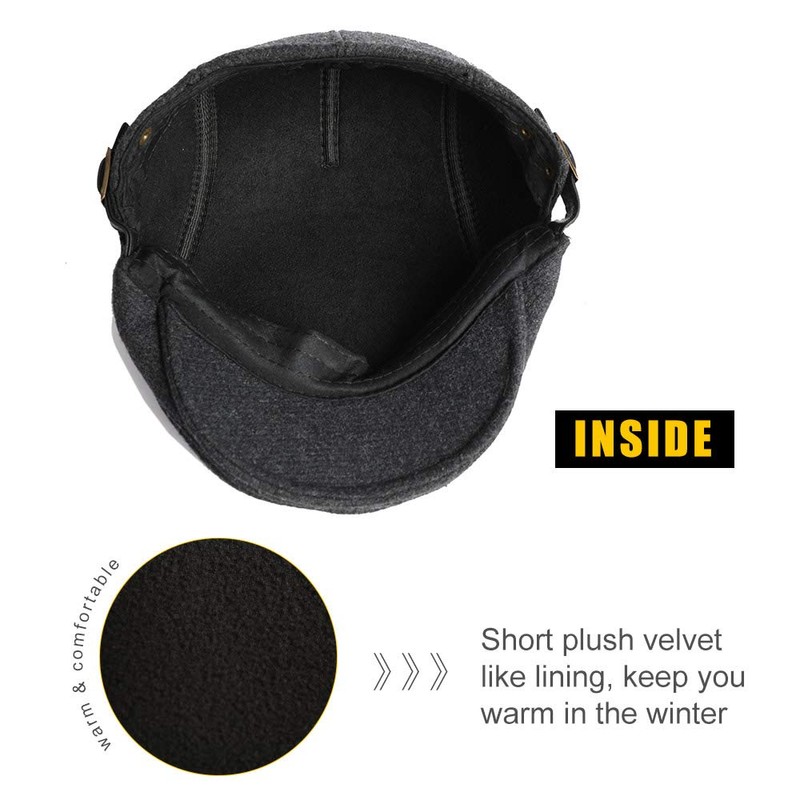 Superora Men's Beret Flat Cap Beret Hat Winter Warm Cap