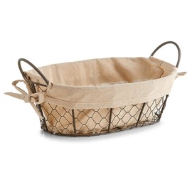 Zeller Brotkörbchen Countrystyle, m. Griffen, Draht/Leinen, Braun/Beige, 30 x 21 x 11 cm 18091