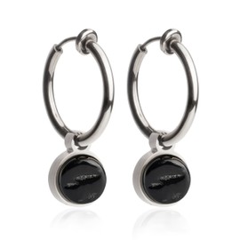 Ohrclips Creolen Silber • Clip Ohrringe mit Charm in schwarz zum Wechseln • Edelstahl & recyceltes Glas • nachhaltig & handmade • MIX AND MATCH • Ø 18 mm