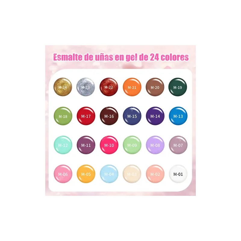 24 Geles Esmalte Para Uñas Gama De Uv Semipermanente Juemel,