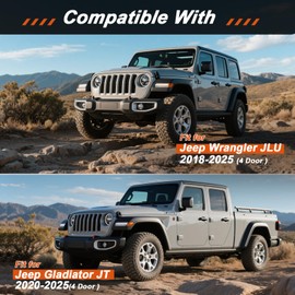ACLONG Door Sill Guards Fit for Jeep Wrangler JL JLU 2018-2025 & Gladiator JT 2020-2025 4-Door, Carbon Fiber Style 304 Stainless Steel Door Entry Guard Protector Accessories Non-Slip Design