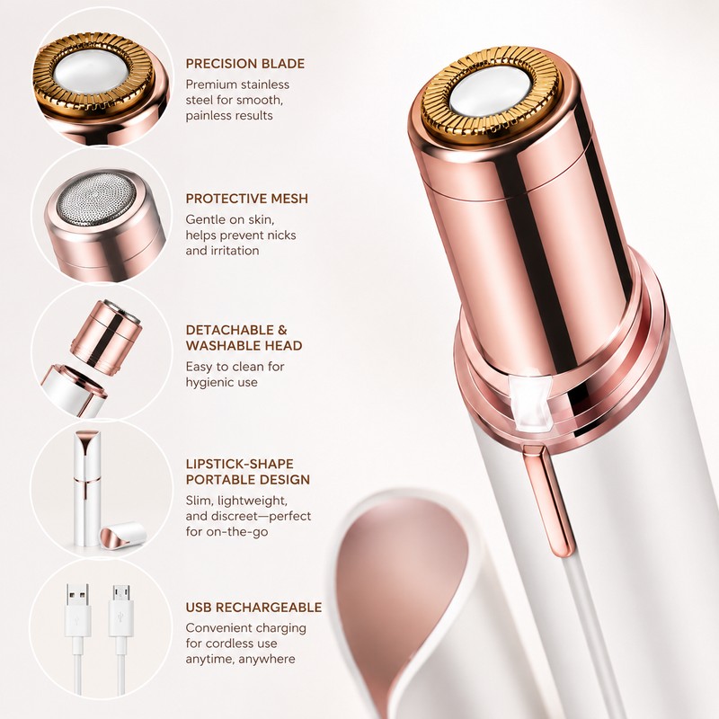 Women’s Facial Hair Remover for Smooth Grooming – USB Rechargeable