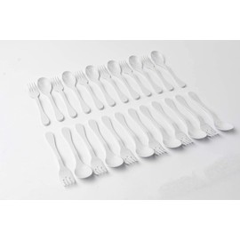 Knork Eco Plant Based 24 Pack Reusable Bamboo Flatware Set (White)…