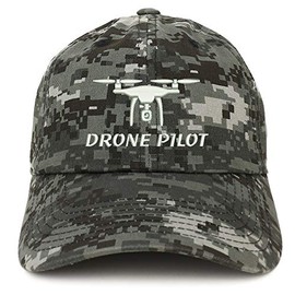 Trendy Apparel Shop Drone Pilot Embroidered Soft Crown 100% Brushed Cotton Cap - Digital Night CAMO