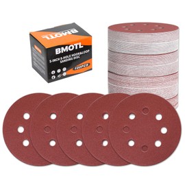 BMOTL 100Pcs 150 Grit Sanding Discs 5 Inch 8 Hole: Woodworking/Metalworking Round Medium Coarse Hook and Loop Sandpaper for Random Orbital Sander