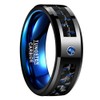 8mm Mens Balck and Blue Carbon Fiber Tungsten Rings Blue