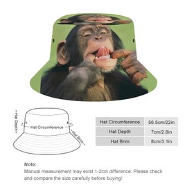 Monkey Men's Women's Bucket Hat Summer Vacation Travel Beach Sun Hat Packable Lightweight Outdoor Hat