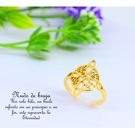 Only faith Witch Knot Ring for Women Pentagram Egyptian Cross Adjustable Stainless Steel Triskel Talisman Celtic Magic Protective, Stainless Steel, Not applicable