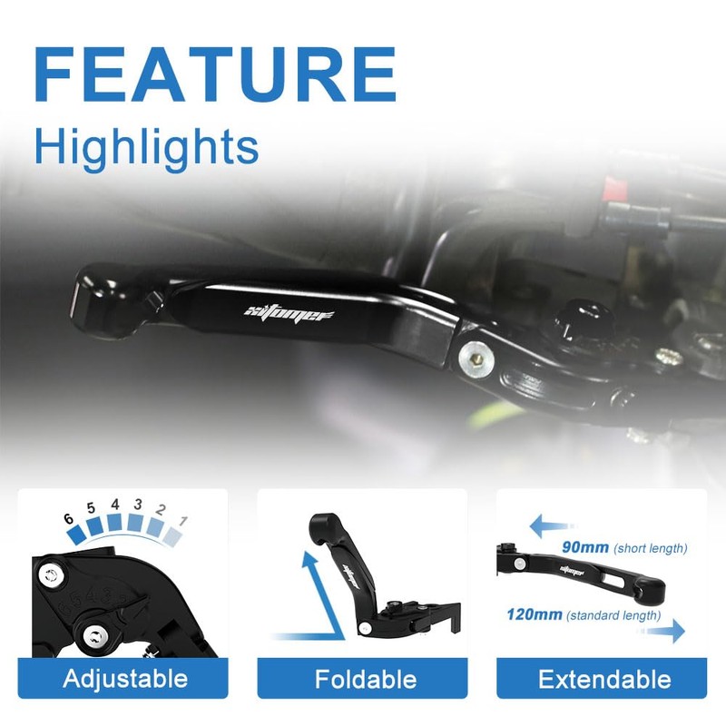 xitomer Extendable Foldable Motorcycle Brake Clutch Levers, Fit for Sportster