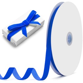 Blue Velvet Ribbon 3/8 Inch x 25 Yards: Velvet Ribbons for Gift Wrapping Mother's Day & Wedding Flower Bouquet Packaging, Bow Making Valentines Decorations and Wreath Crafts Decoration