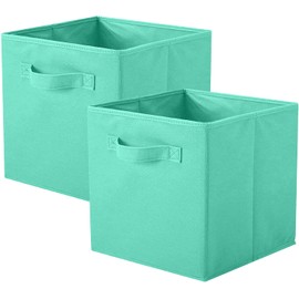 ShellKingdom Storage Bins, Foldable Fabric Storage Cubes and Cloth Storage Organizer Drawer for Closet and Toys Storage, 2 Pack(Mint Green)