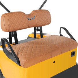 WEIMELL Golf Cart Seat Covers Fit EZGO TXT 1994-2013 Vinyl Leather Front Seat Cover for Ordinary Cushion No Nail Gun Easy to Install & Clean Vinyl Seat Cushion Covers Brown (Tan)