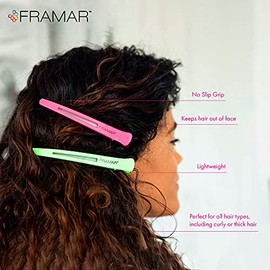 Framar - Paquete de 10 pinzas de pelo profesionales para peinar, pinzas de pelo de salón para seccionar el cabello, clips de corte de pelo, paquete de 10, sin arrugas, multiusos, antideslizante,