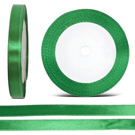 Dyanatic Satin Green Ribbon | 25 Yards Ribbons for Crafting | Christmas Ribbon for Gift Wrapping | Silk Ribbon, Ribbons for Gift Wrapping | Hair Ribbon for Hair, DIY Ribbon for Sewing (10mm x 22m)