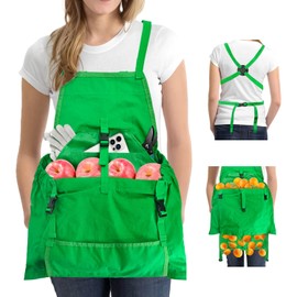 BOHEMIABY Gardening Apron for Women Men with Pockets, Heavy Duty Harvest Apron, Adjustable Ties - Resistant Fabric for Gardening, Farming, Cooking, and Baking
