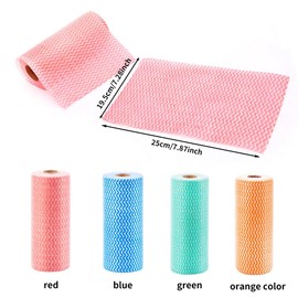 Dish Cloths, 4 Roll J Cloth Roll, Disposable Dish Cloth Roll, Cleaning Cloth Roll, Disposable Cloths Reusable Cleaning Cloths for Kitchen All Purpose Cleaning Cloth Blue Green Red Orange