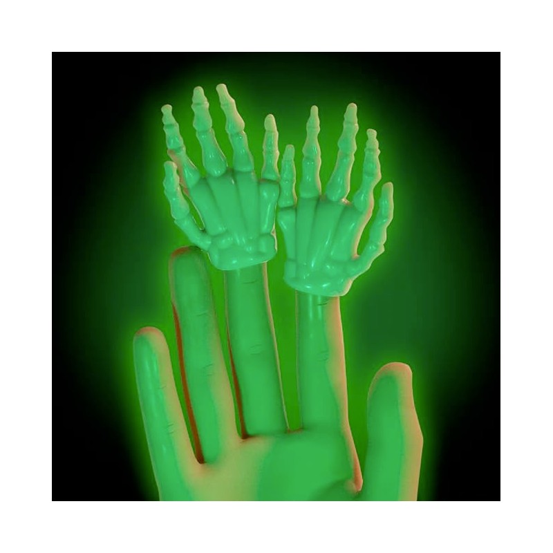 Accoutrements Archie McPhee Funny Glow-in-The-Dark Skeleton Finger Hands: Spooky Set