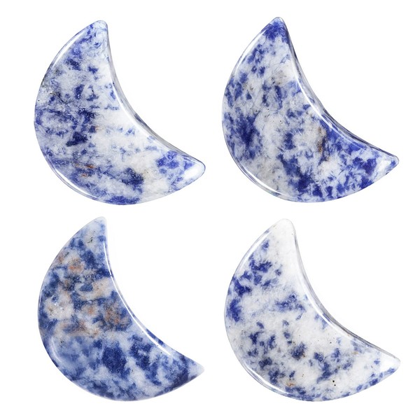 Nupuyai Nupuyai 4pcs Moon Shape Sodalite Crystal Palm Pocket Worry