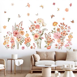 Boho Flower Wall Stickers for Girls: Baby Room Nursery Peel and Stick Removable Wall Decals for - Ages 1-12 Years Vinyl Wall Decor