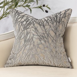 Yangest Dark Grey Twigs Throw Pillow Cover Branches Velvet Cushion Case Neutral Pillowcase for Sofa Couch Bedroom Living Room Home Decor,20x20 Inch
