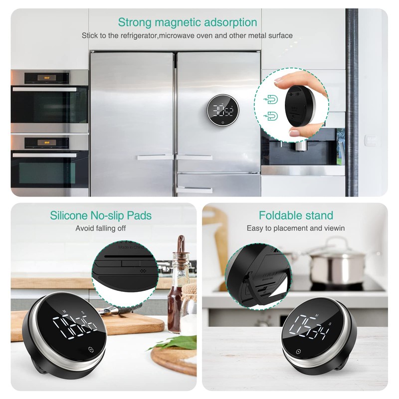 ORIA Home Kitchen Timer, 3 Inch Large LED Digital Timer,