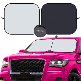 kinder Fluff Parasol para parabrisas | Protección solar reflectante patentada para automóvil, certificado 99% de bloqueo UVR, interior fresco, cubierta solar plegable de 2 piezas, accesorios